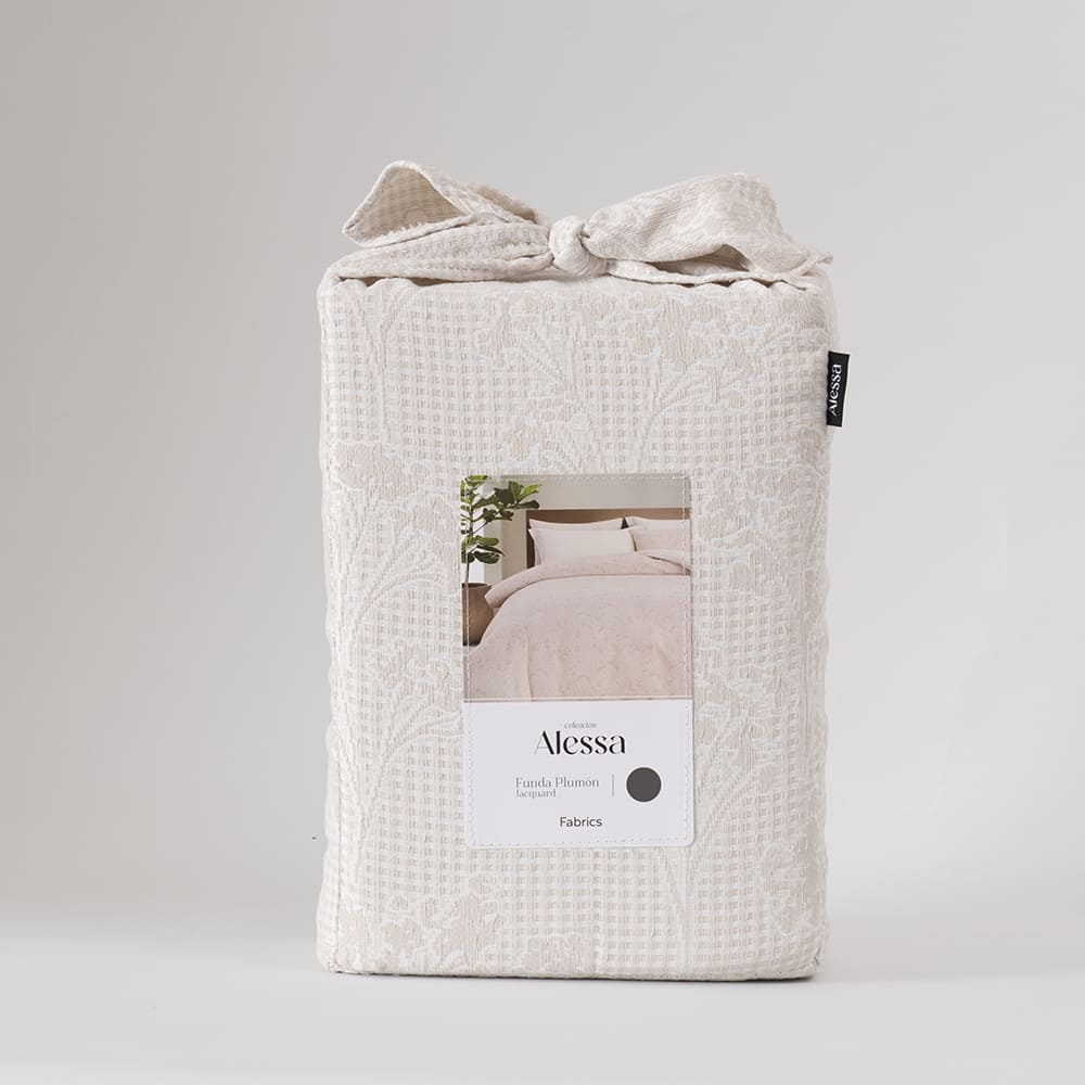 Funda Plumón Jacquard Blossom 1.5 Plazas Beige