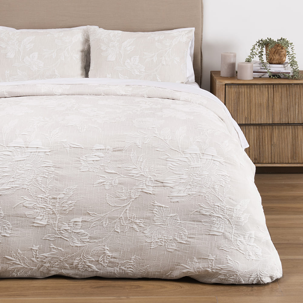 Funda Plumón Jacquard Rose 2 Plazas Blanco