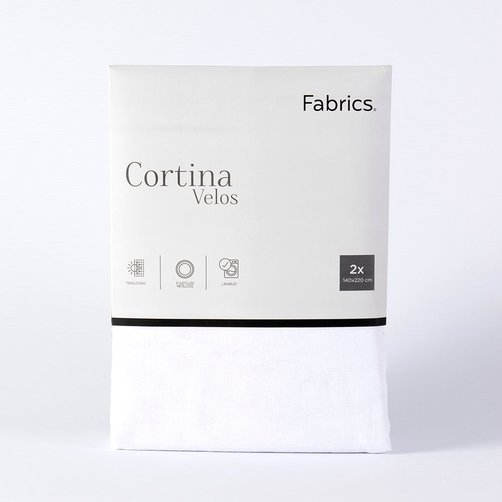 Set 2 Cortinas Velo Lisa 140x220cm Blanca