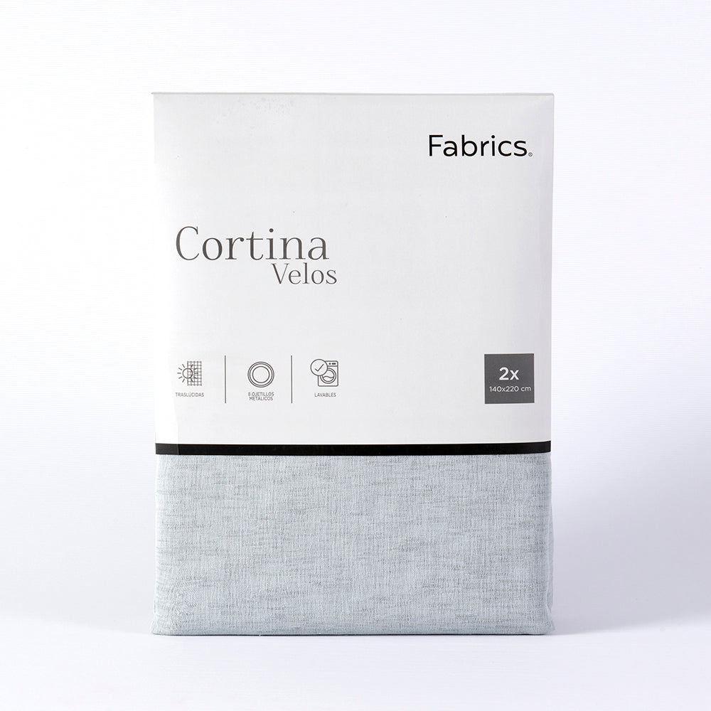 Set 2 Cortinas Velo Lisa 140x220cm Celeste