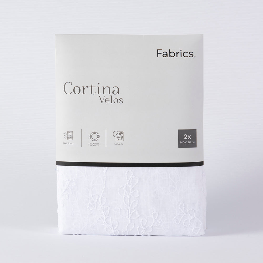 Cortina Velo Bordada 140x220cm Blanco