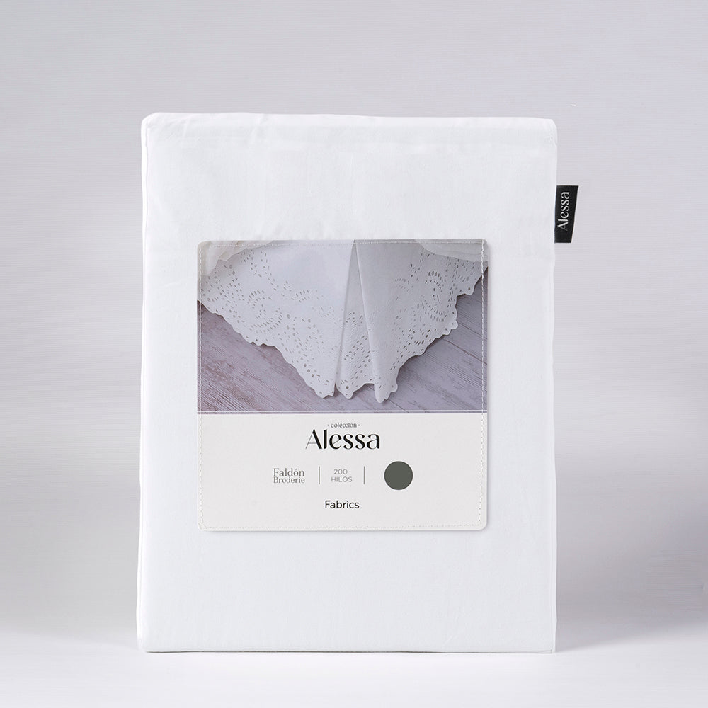 Faldón 200 Hilos Broderie Sofía 1.5 Plazas Blanco