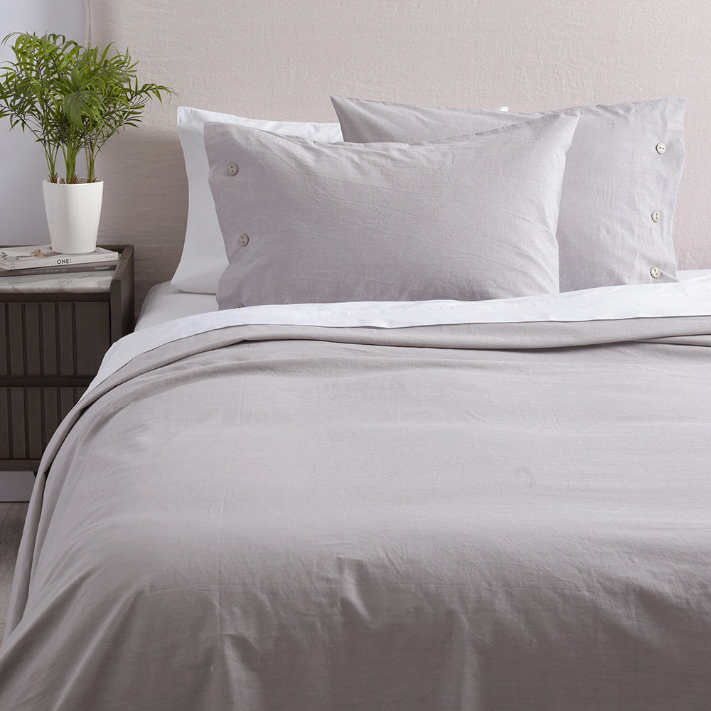 Funda de Plumón Algodón Chambray 2 Plazas Perla