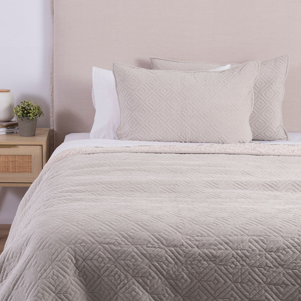 Cubrecama Quilt Corduroy Sherpa King Beige