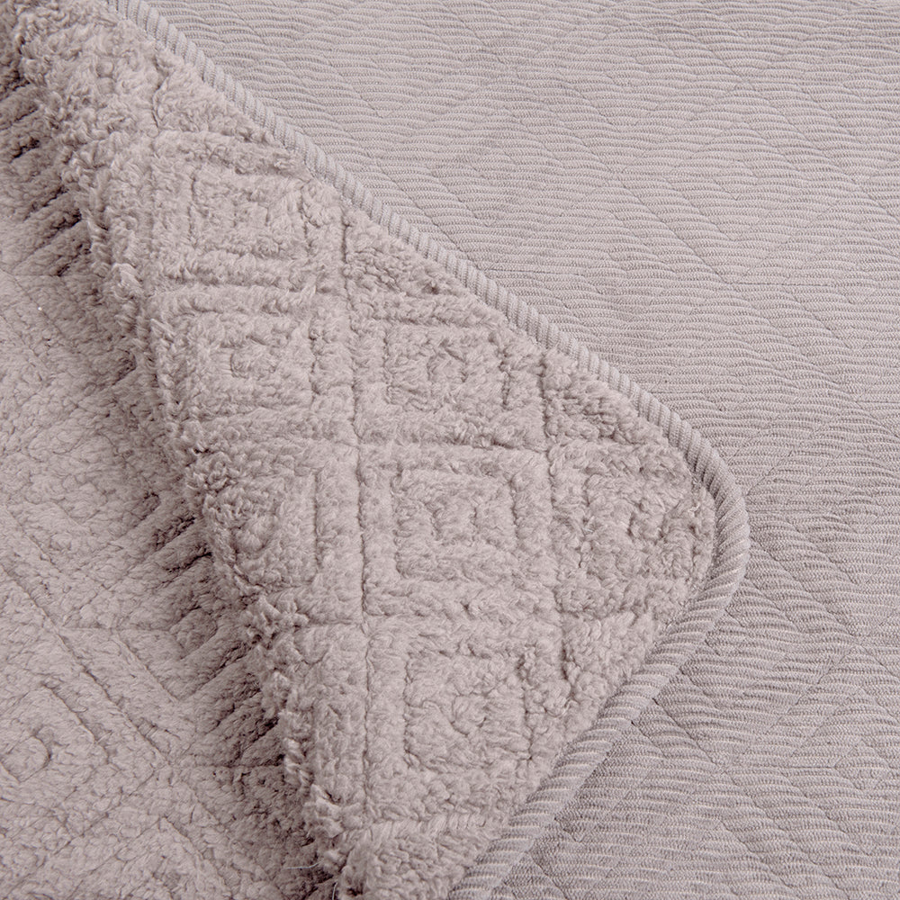 Cubrecama Quilt Corduroy Sherpa King Beige