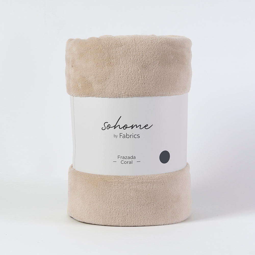 Frazada Coral 1.5 Plazas Beige