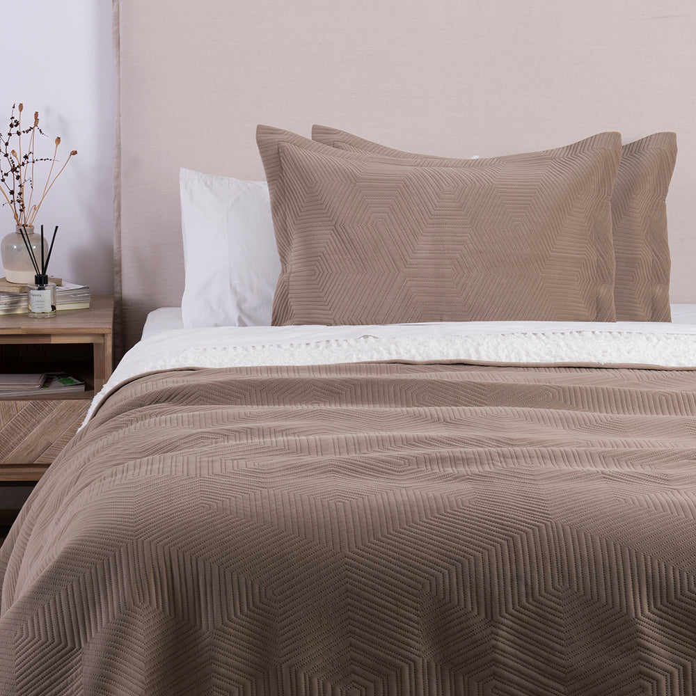 Cubrecama Quilt Velvet Sherpa System 1.5 Plazas Beige