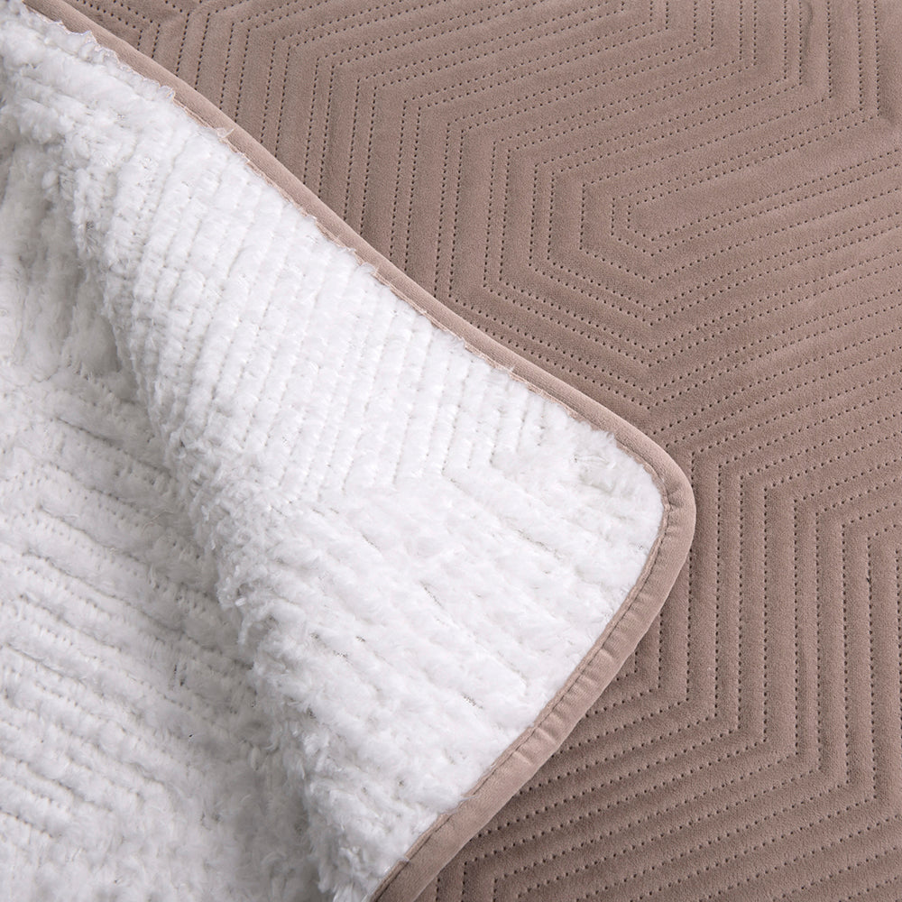 Cubrecama Quilt Velvet Sherpa System 1.5 Plazas Beige