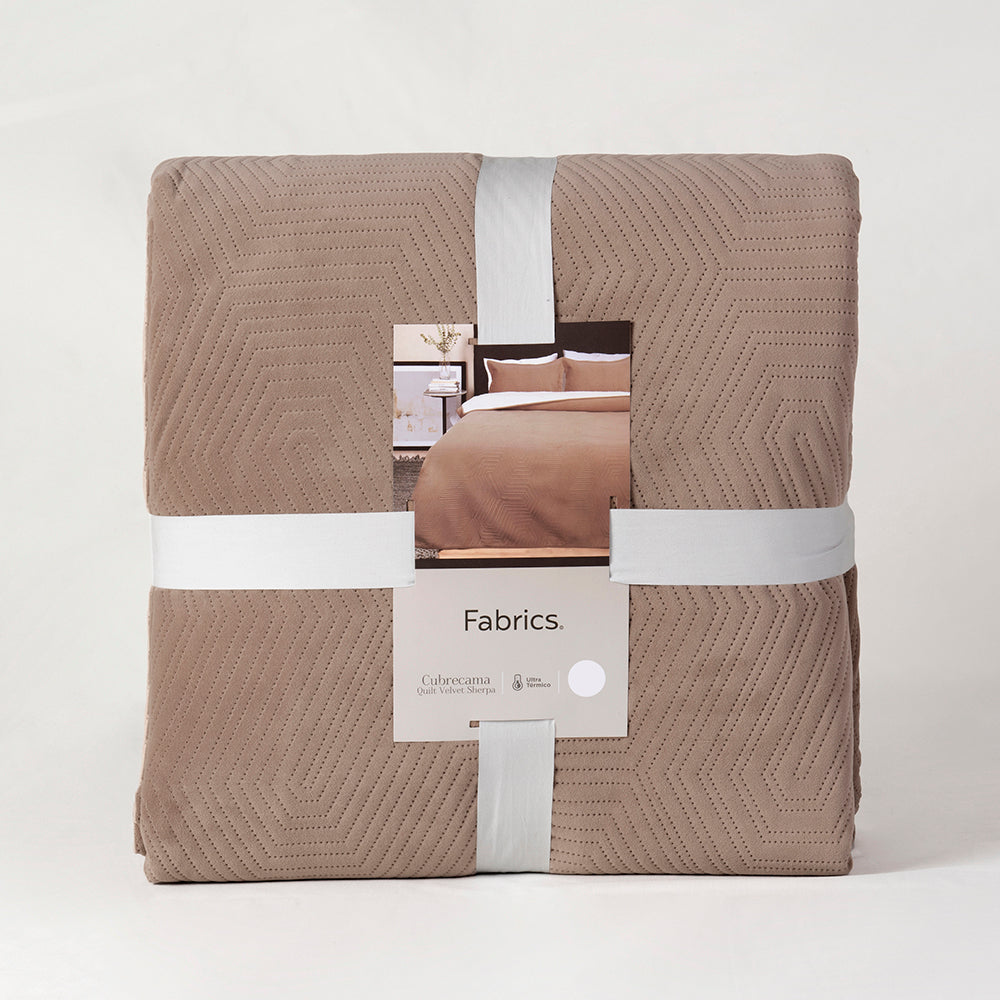 Cubrecama Quilt Velvet Sherpa System 1.5 Plazas Beige