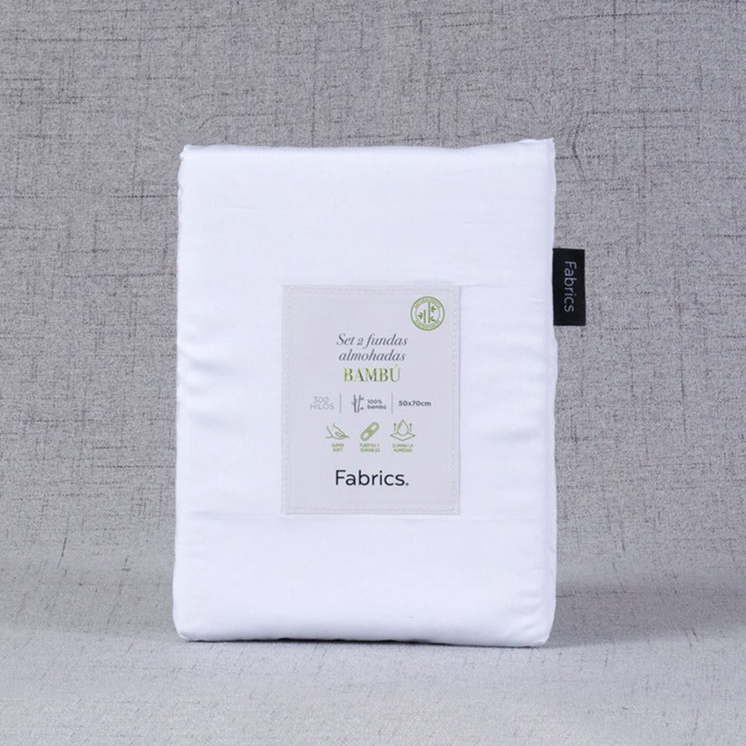 Set 2 Fundas Almohadas 300 Hilos Bambú 50x90cm Blanco