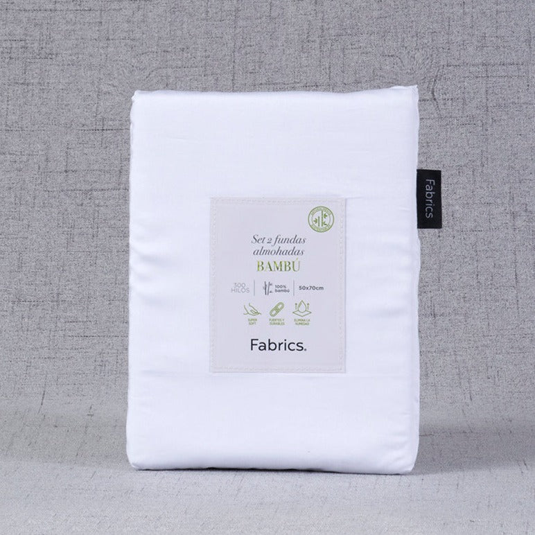 Set 2 Fundas Almohadas 300 Hilos Bambú 50x70cm Blanco