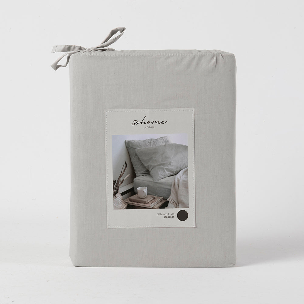 Sábana 180 Hilos Lisas 1.5 Plazas Gris Claro