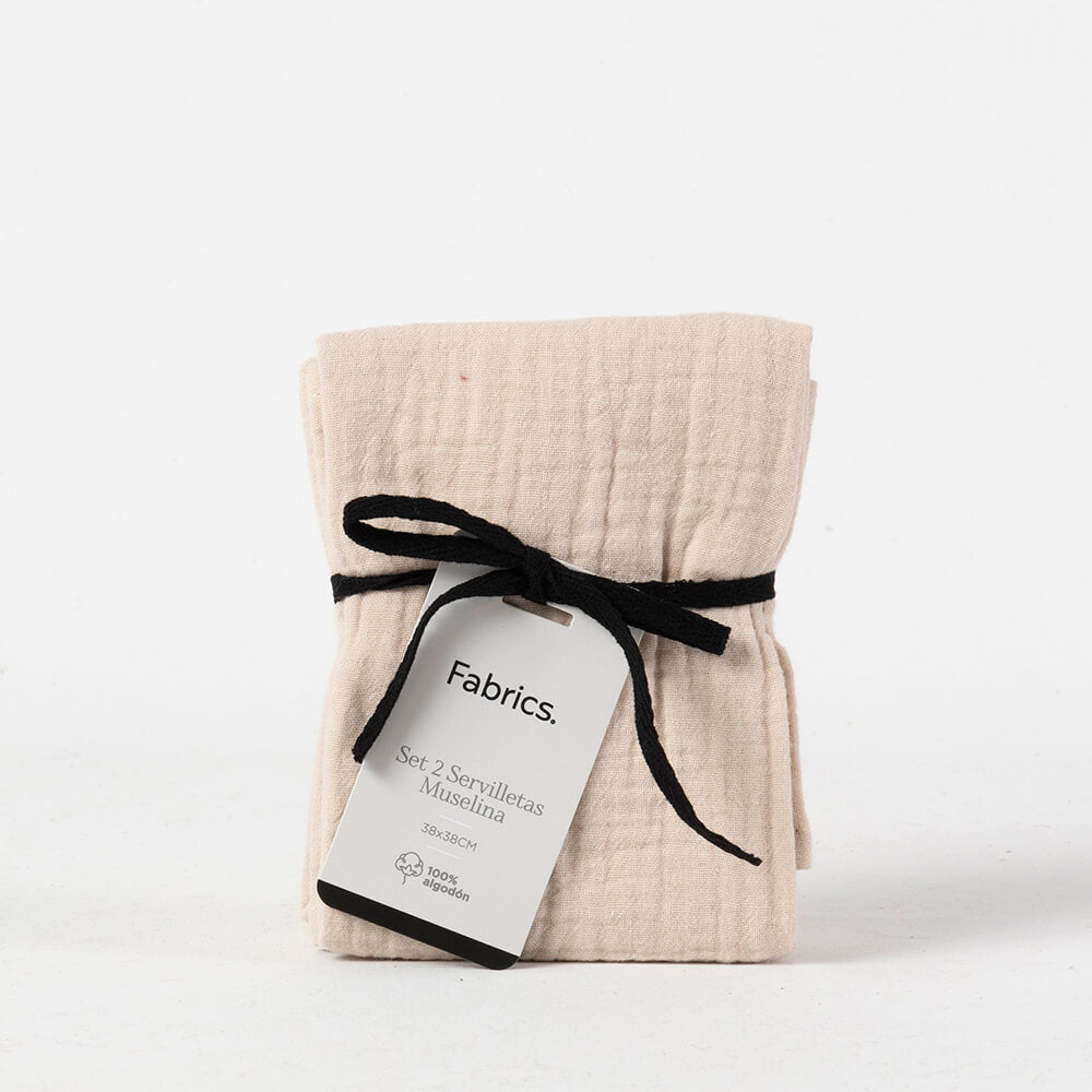 Set 2 Servilletas Muslin 38x38cm Arena
