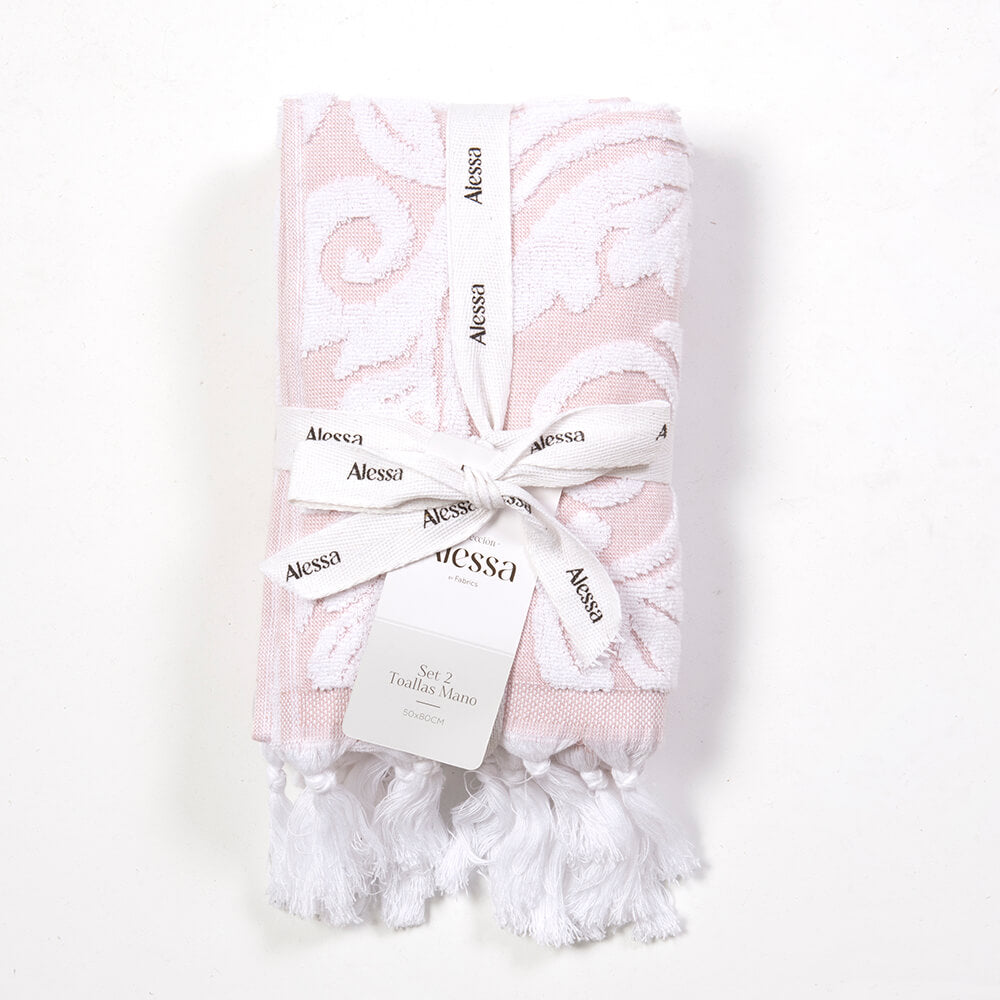 Set 2 Toallas Mano Ella Rosado