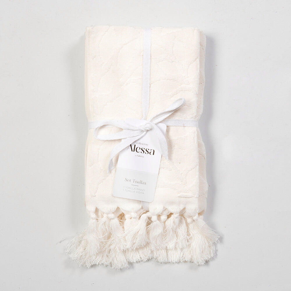 Set Toalla Mano y Visita Greta Blanca