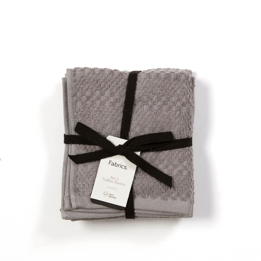 Set 4 Toallas Cara Gris
