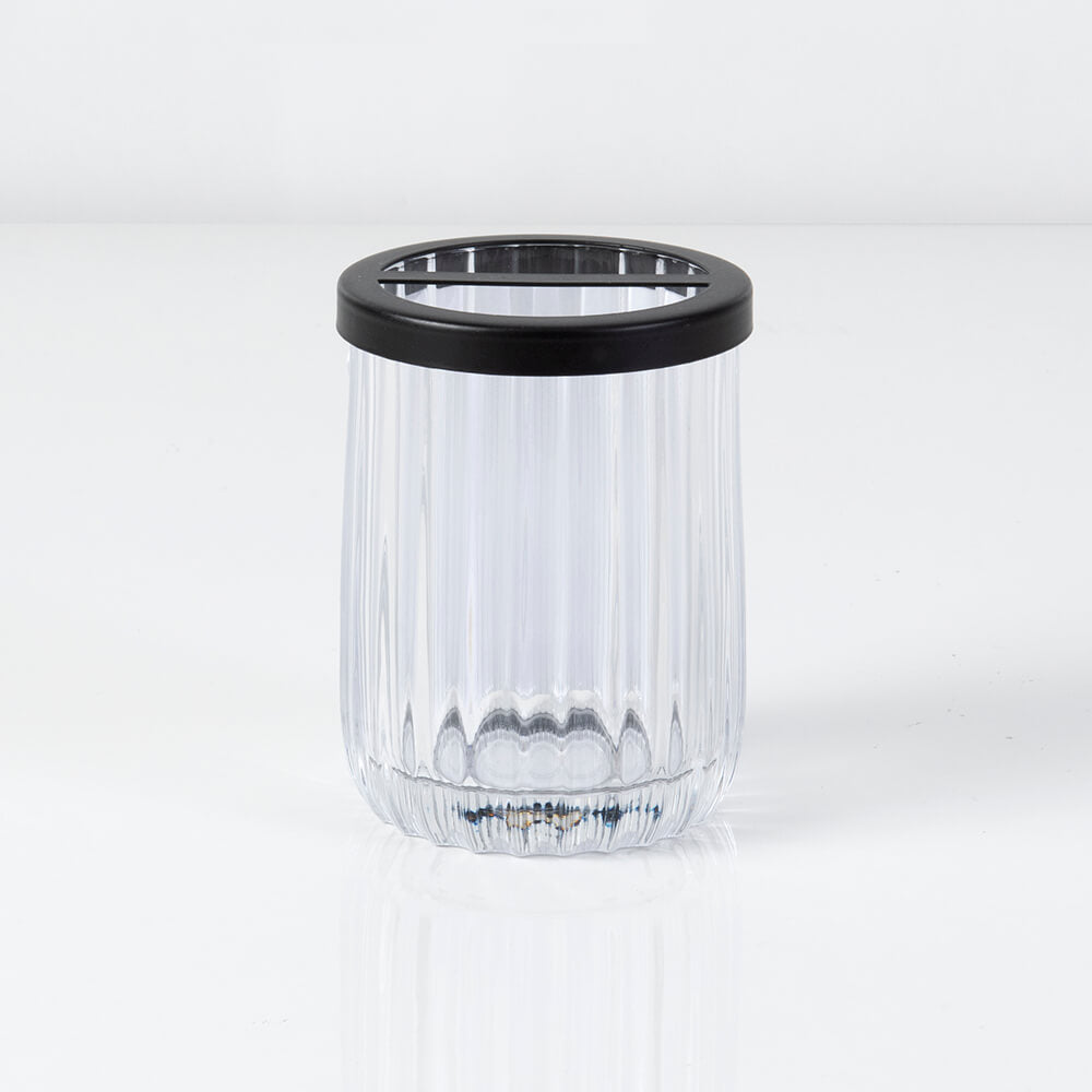 Vaso Vidrio Franjas Negro