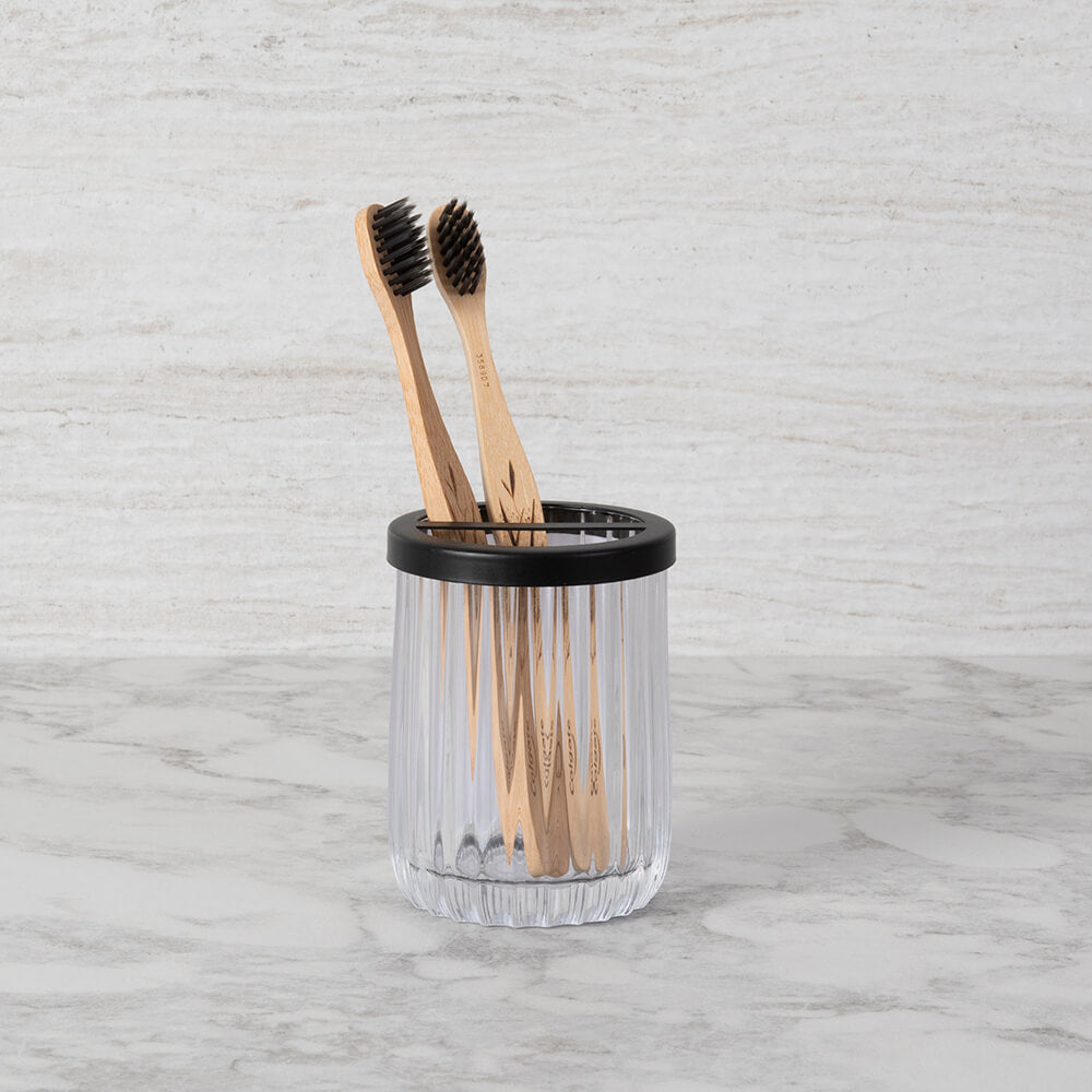 Vaso Vidrio Franjas Negro