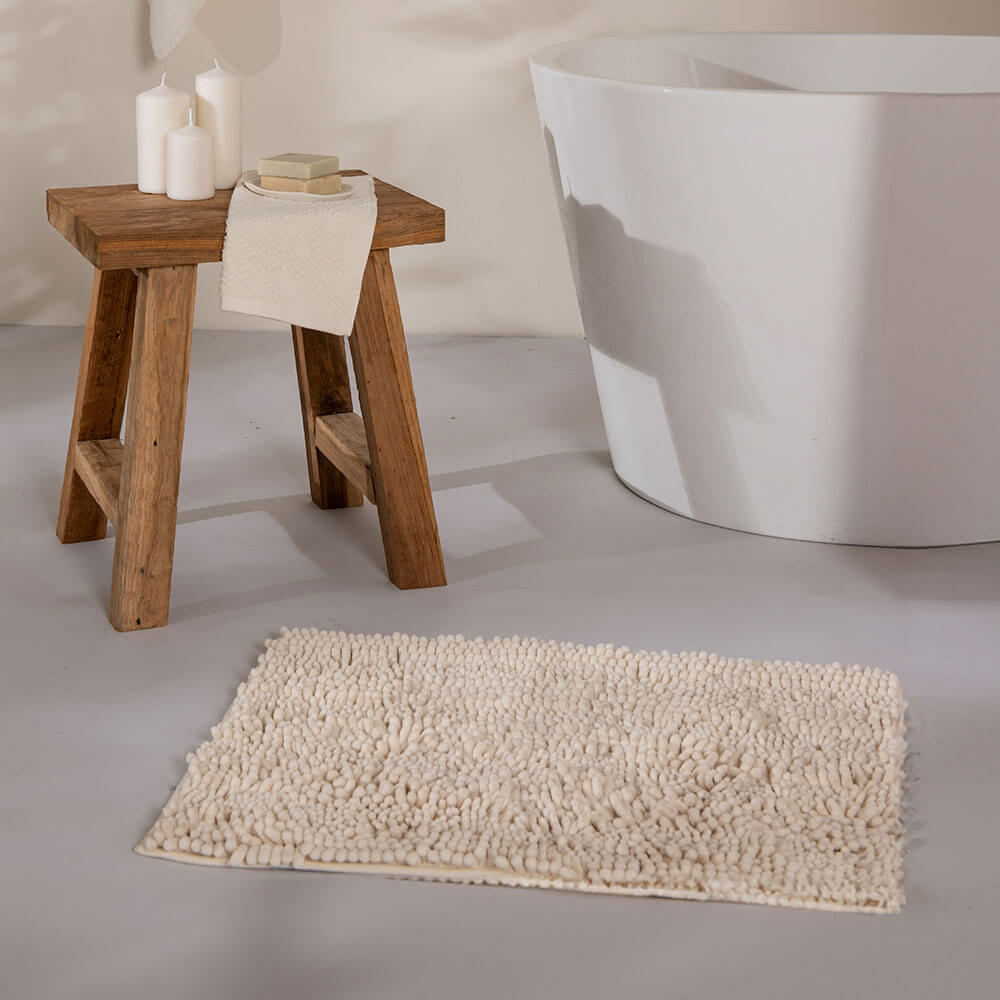 Piso Baño Chenilla Liso Blanco Invierno