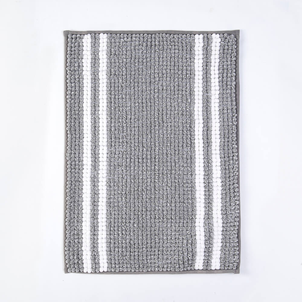 Piso Baño Chenilla Líneas Gris