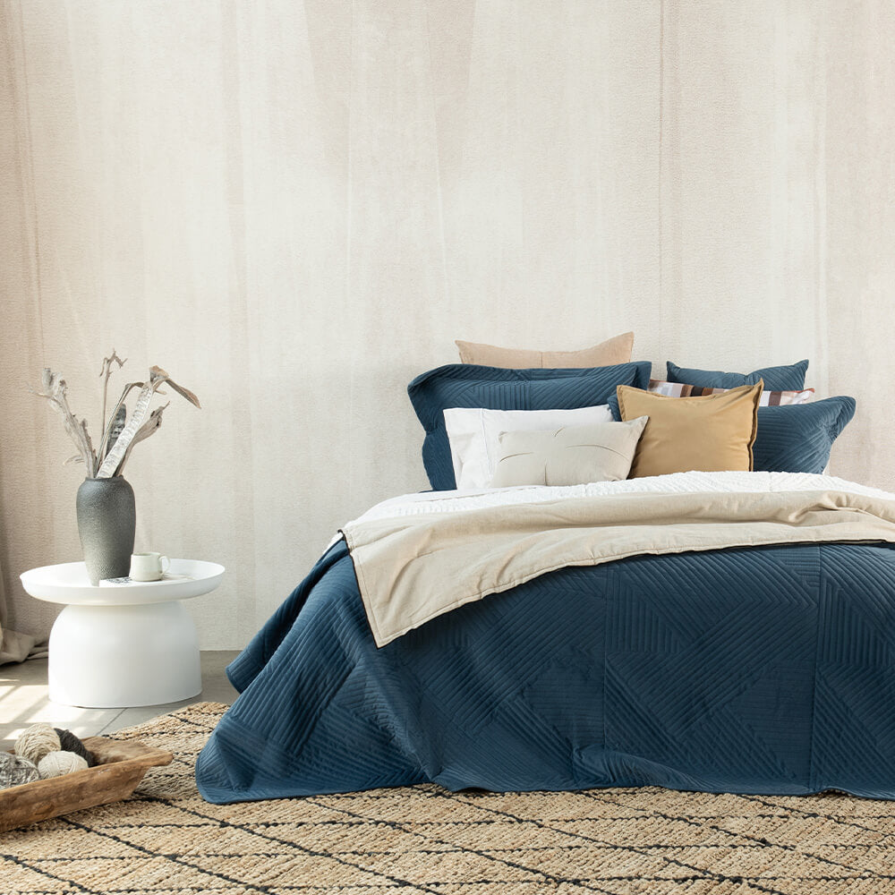 Cubrecama Quilt Velvet Sherpa Phil 1.5 Plazas Índigo