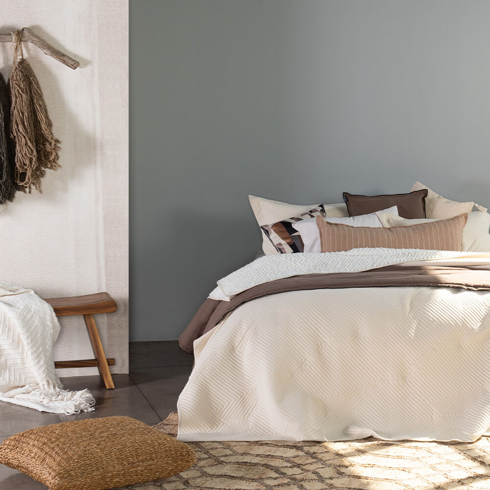 Cubrecama Quilt Velvet Sherpa Hexagon 2 Plazas Crudo