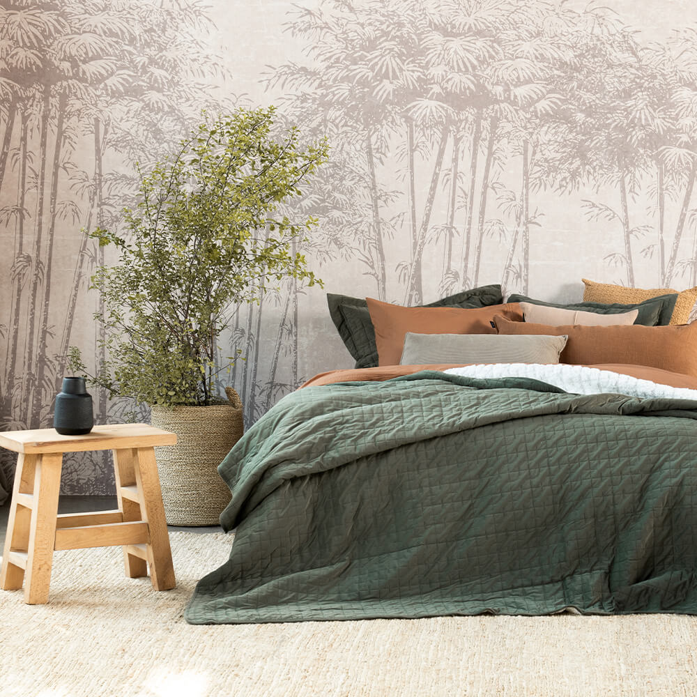 Cubrecama Quilt Velvet Sherpa Cube 2 Plazas Verde