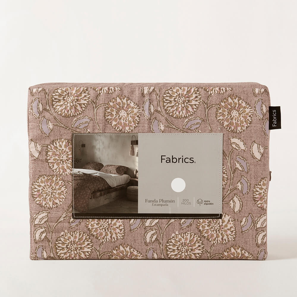 Funda Plumón Estampada Girasoles 2 Plazas Caramelo