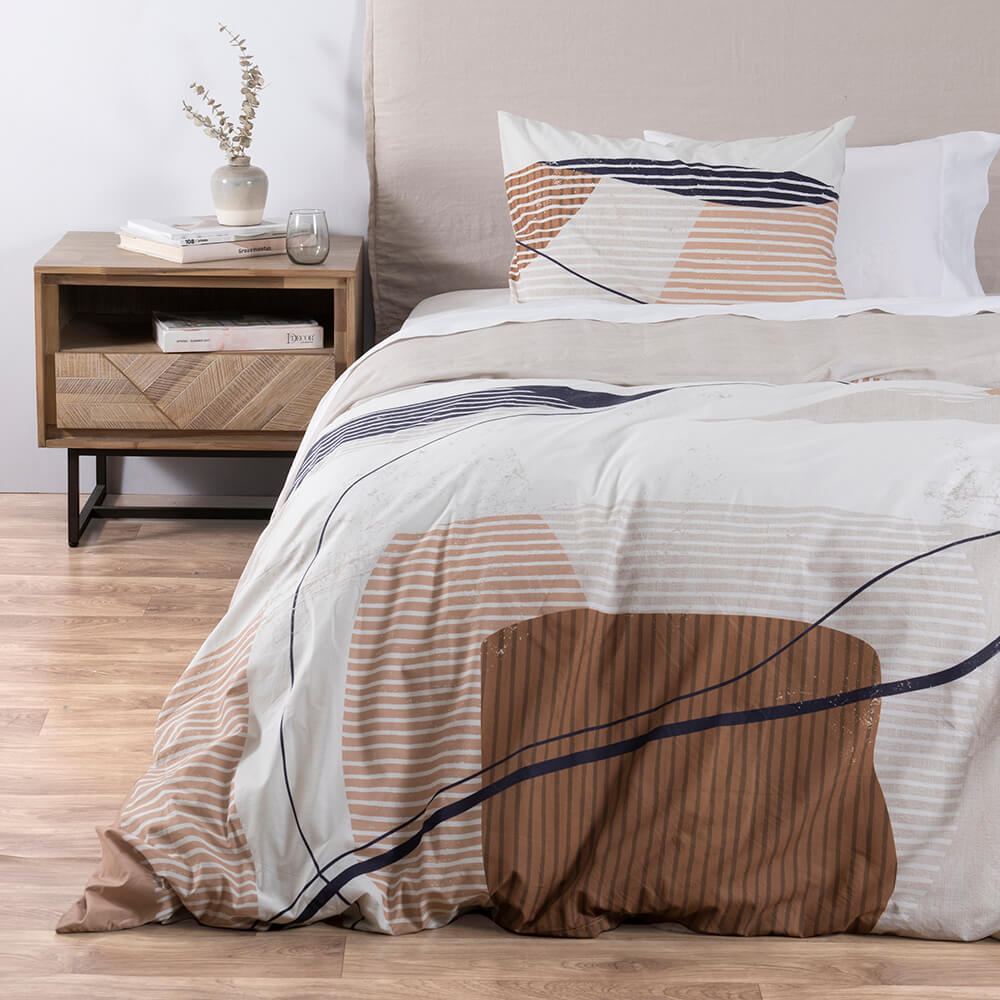 Funda Plumón Estampada Brosse 1.5 Plazas Camel