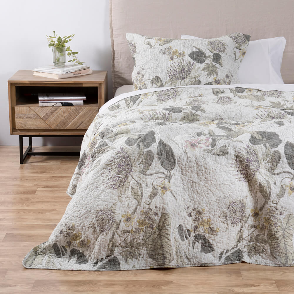 Cubrecama Quilt Estampado 1.5 Plazas Lotus Blanco