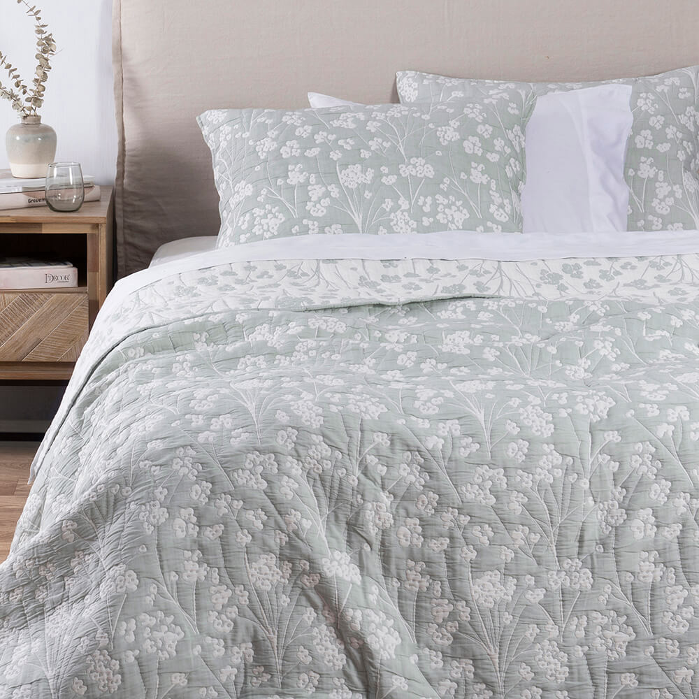 Cubrecama Quilt Jacquard Juliette King Turquesa