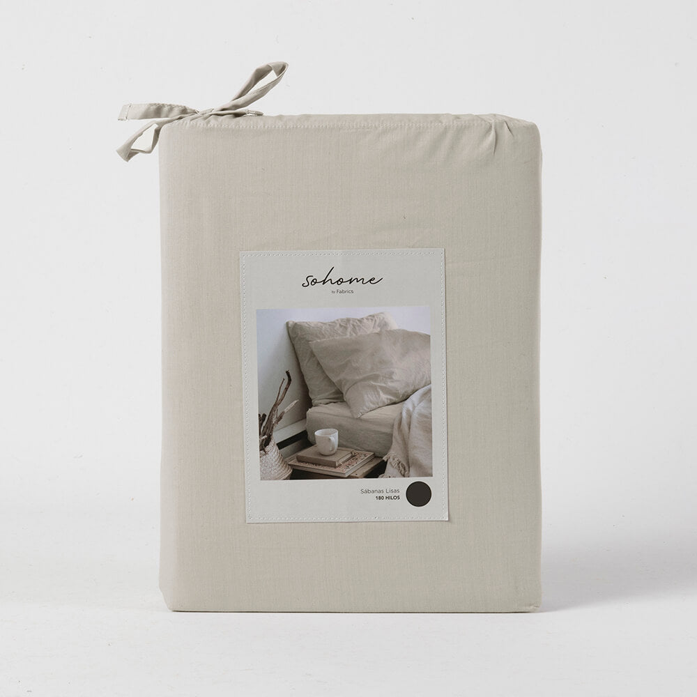 Sábana 180 Hilos Lisas 1 Plaza Beige