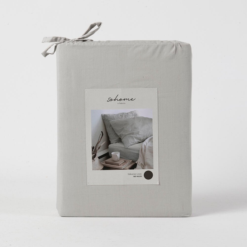 Sábana 180 Hilos Lisas 1 Plaza Gris Claro