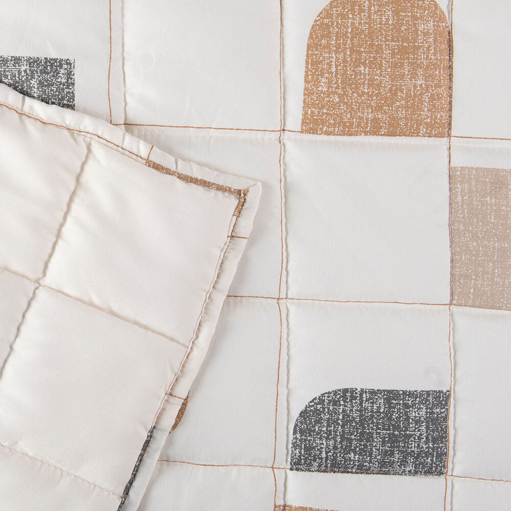 Cubrecama Quilt Estampado Runa King Beige