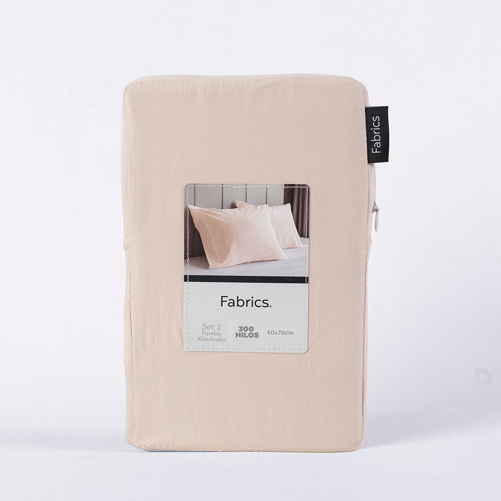 Set 2 Fundas Almohadas 300 Hilos 50x70cm Beige