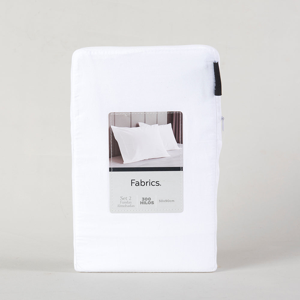Set 2 Fundas Almohadas 300 Hilos 50x90cm Blanco