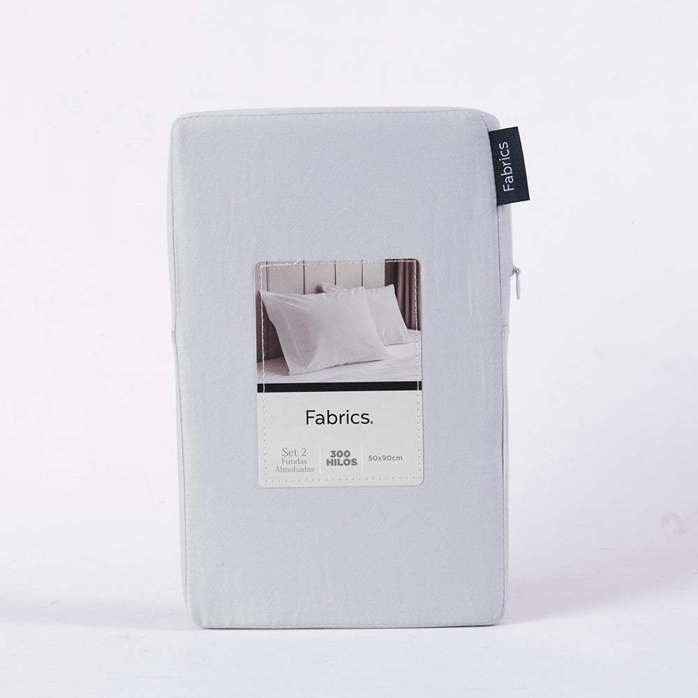Set 2 Fundas Almohadas 300 Hilos 50x90cm Gris Claro