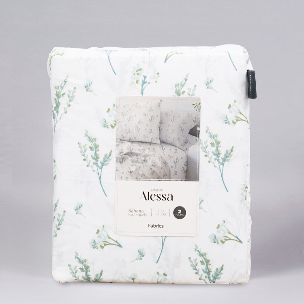 Sábana 200 Hilos Estampadas Sophie 1.5 Plazas Verde