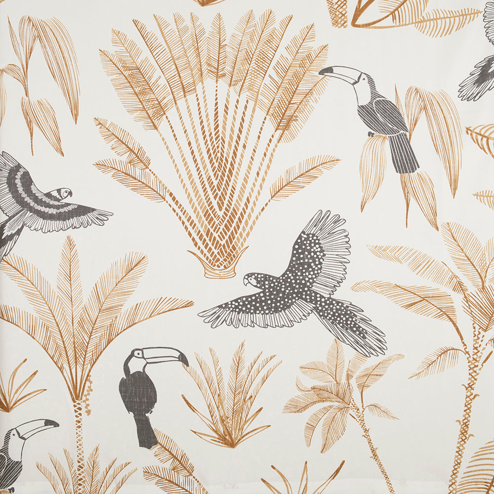 Cortina Baño Estampada Aves Ocre