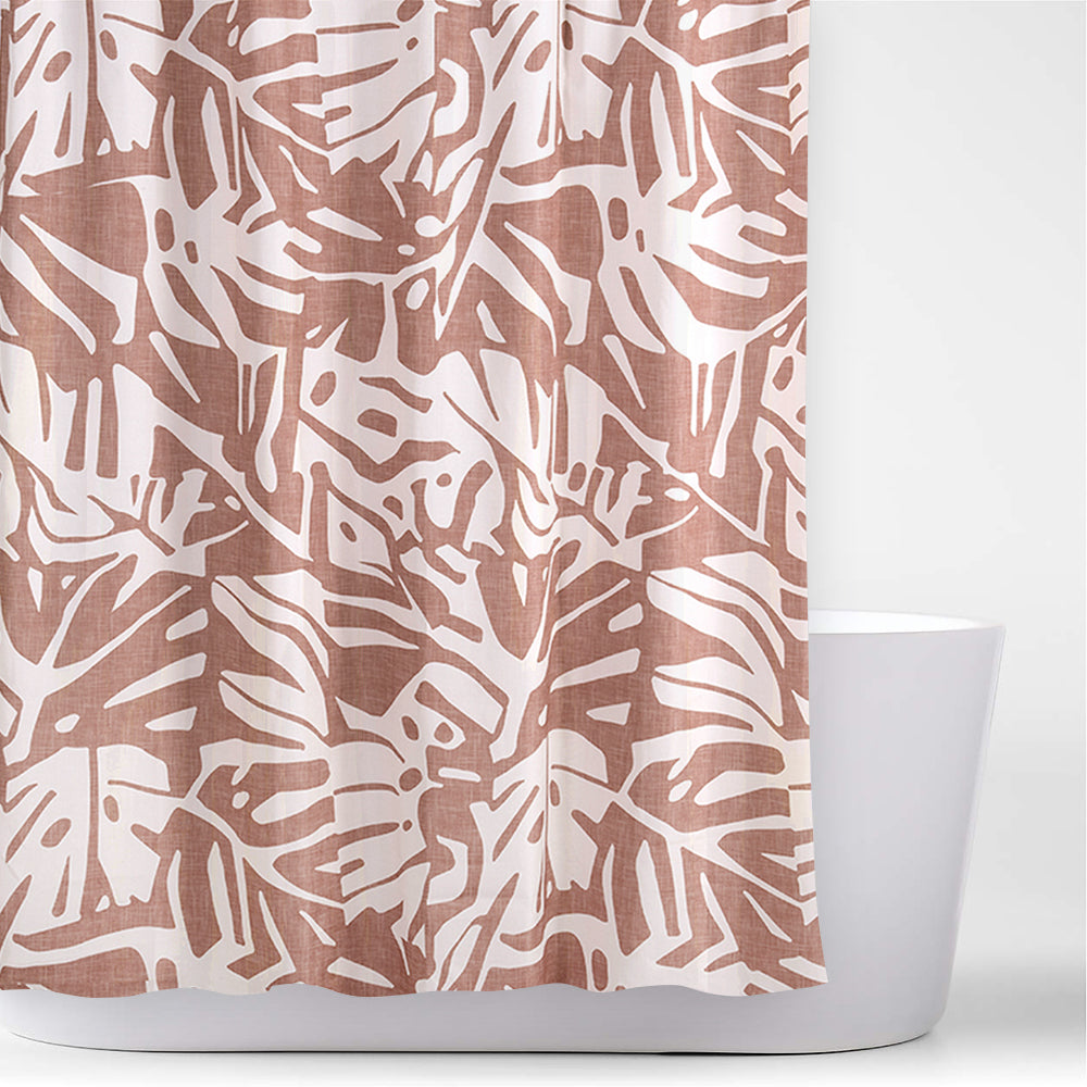Cortina Baño Estampada Filodendro Terracota