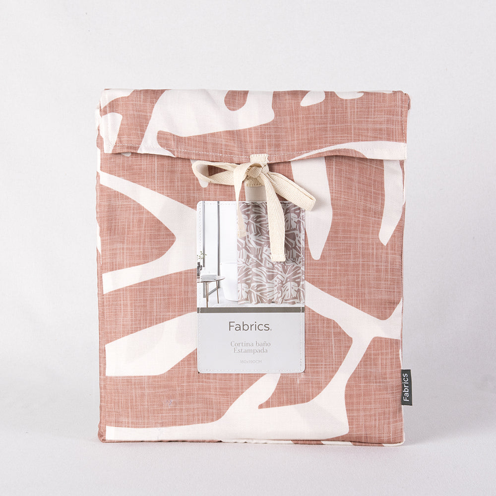 Cortina Baño Estampada Filodendro Terracota