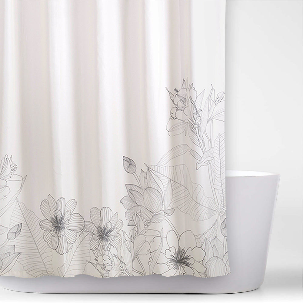 Cortina Baño Estampada Lilio Crudo
