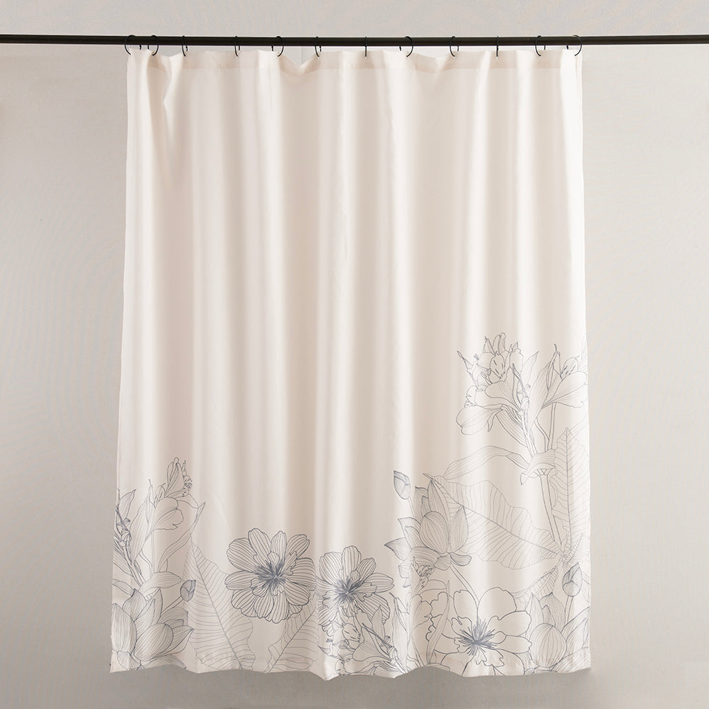 Cortina Baño Estampada Lilio Crudo