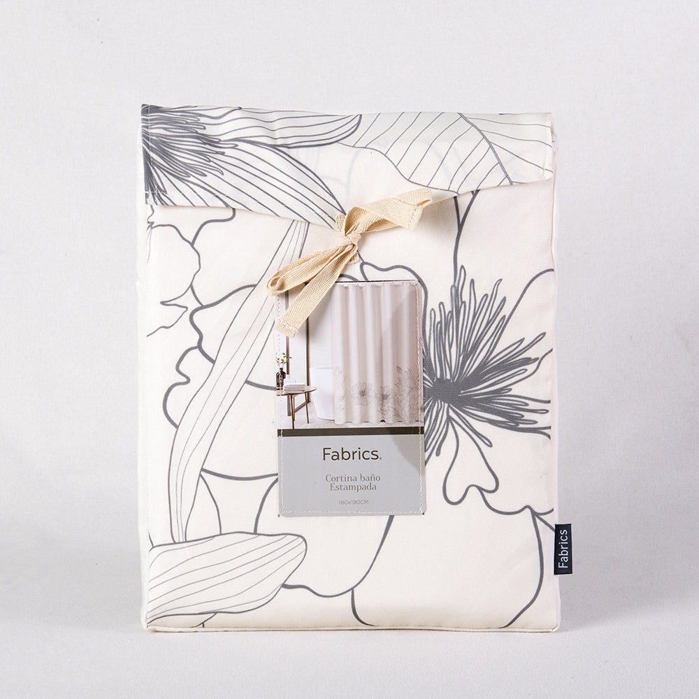 Cortina Baño Estampada Lilio Crudo