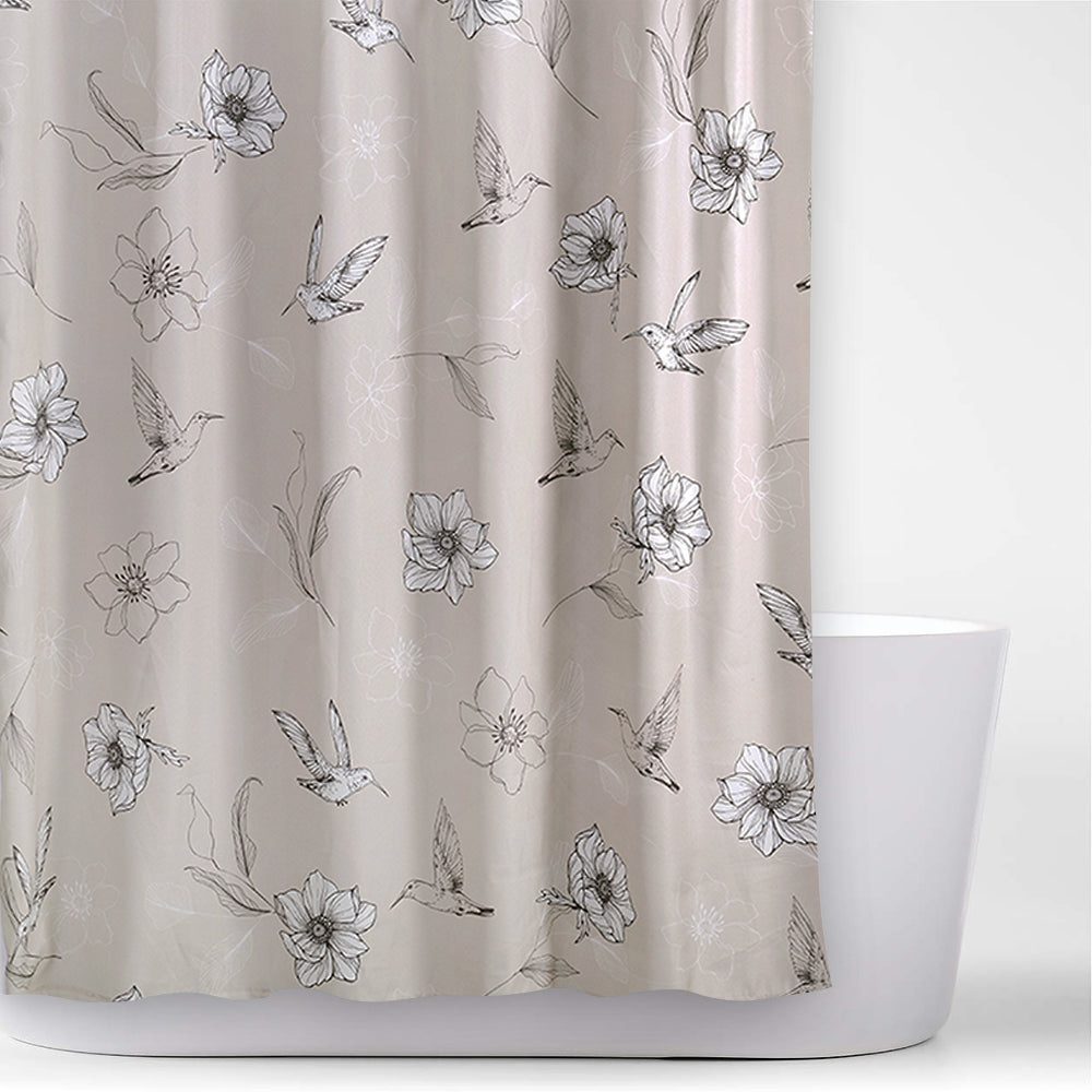 Cortina Baño Estampada Spring Beige