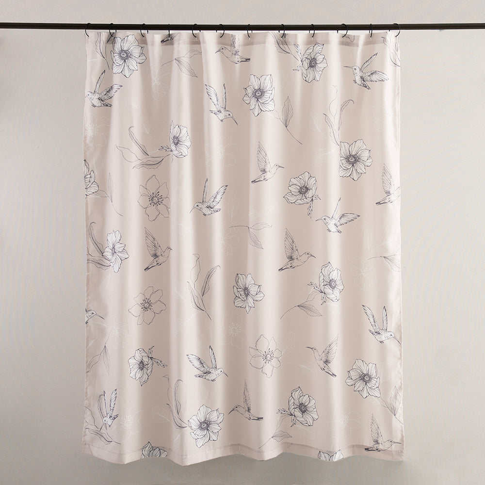 Cortina Baño Estampada Spring Beige