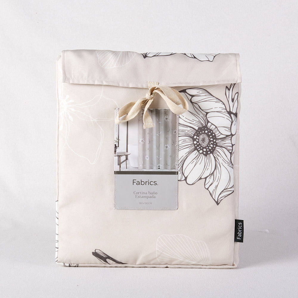 Cortina Baño Estampada Spring Beige