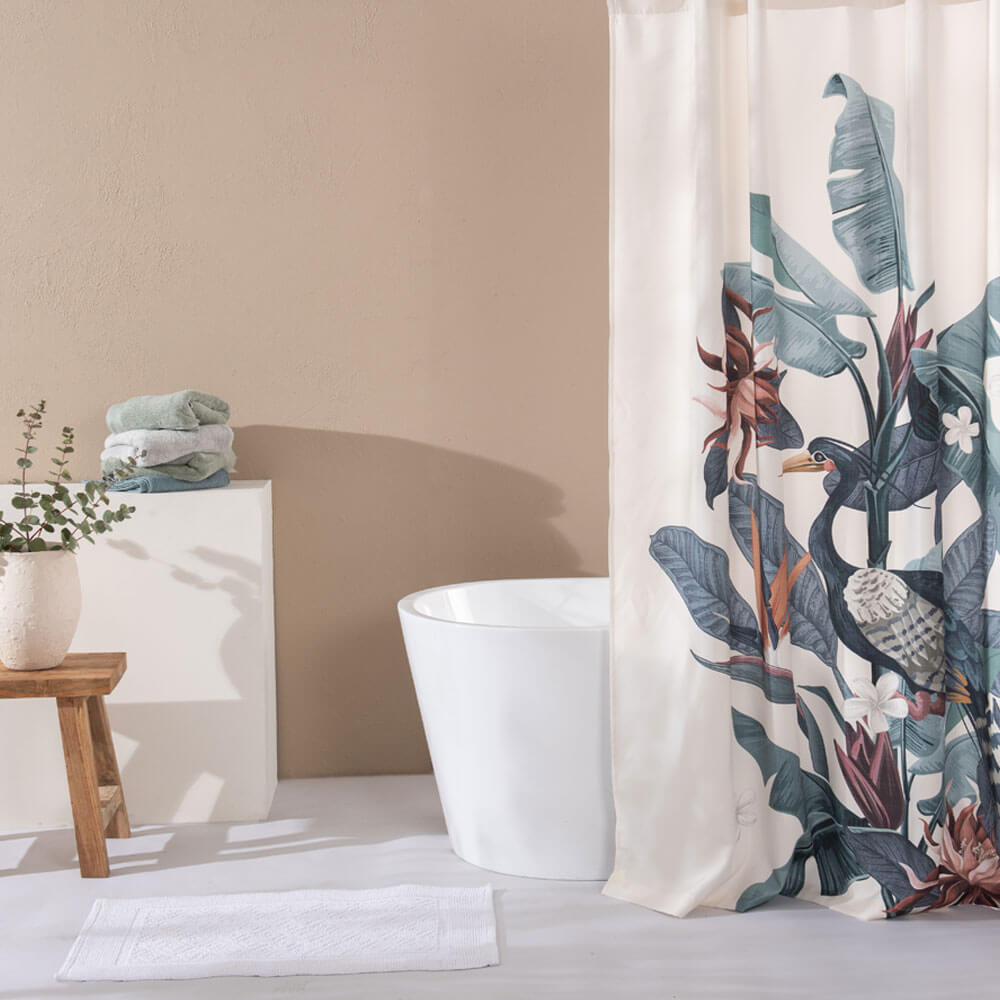 Cortina Baño Estampada Tropical