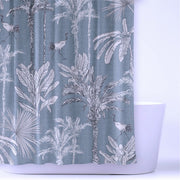 Cortina Baño Estampada Palmeras Azul
