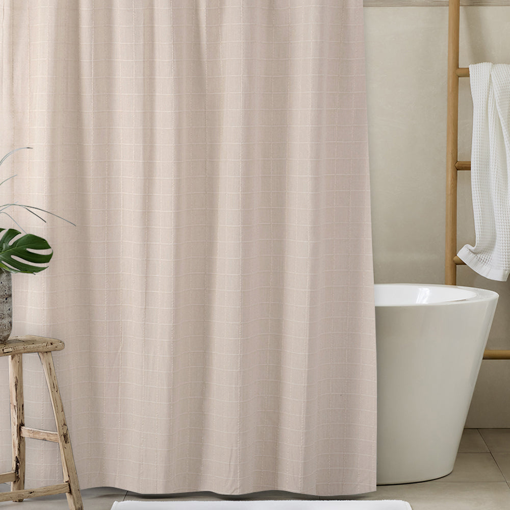 Cortina Baño Cuadros Crudo